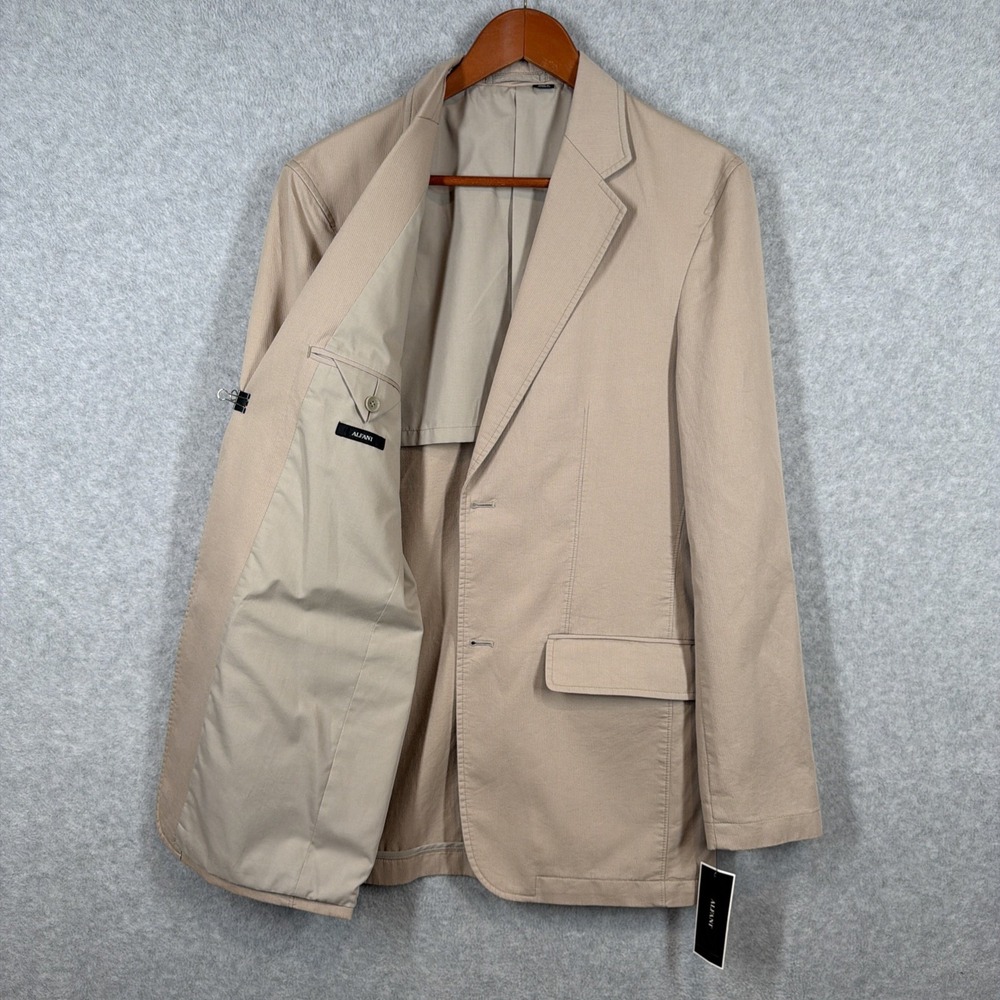 Alfani Blazer Mens Sm Khaki Cotton Two Button Classic Fit Sport Coat Jacket NWT